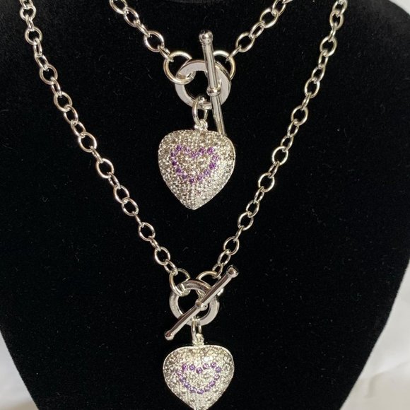 Silver Heart Necklace and Bracelet Set - Picture 8 of 11